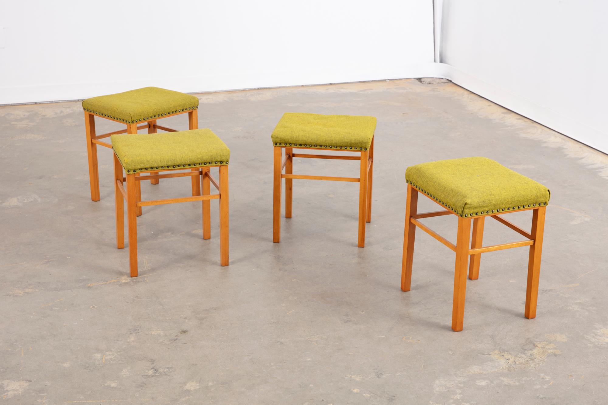 Vintage Set of 4 Danish Stools For Sale 1