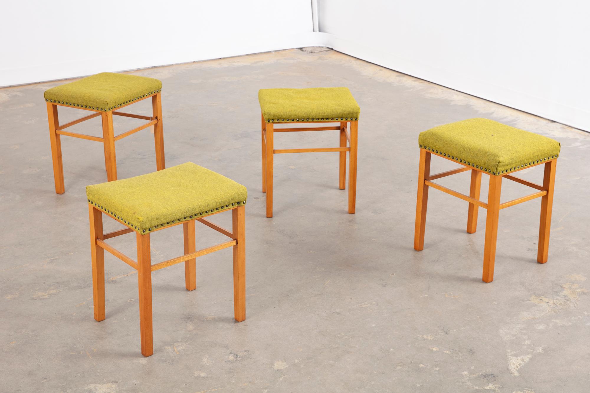 Vintage Set of 4 Danish Stools For Sale 2