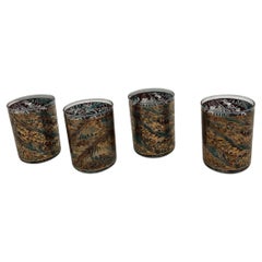 Vintage Set of '4' Feathers Motif Highball Drinking Glasses