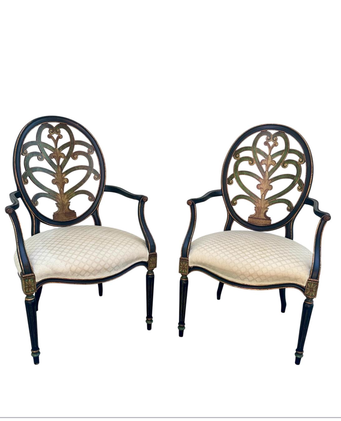 Regency Vintage Set of 4 Galimberti Lino Armchairs For Sale