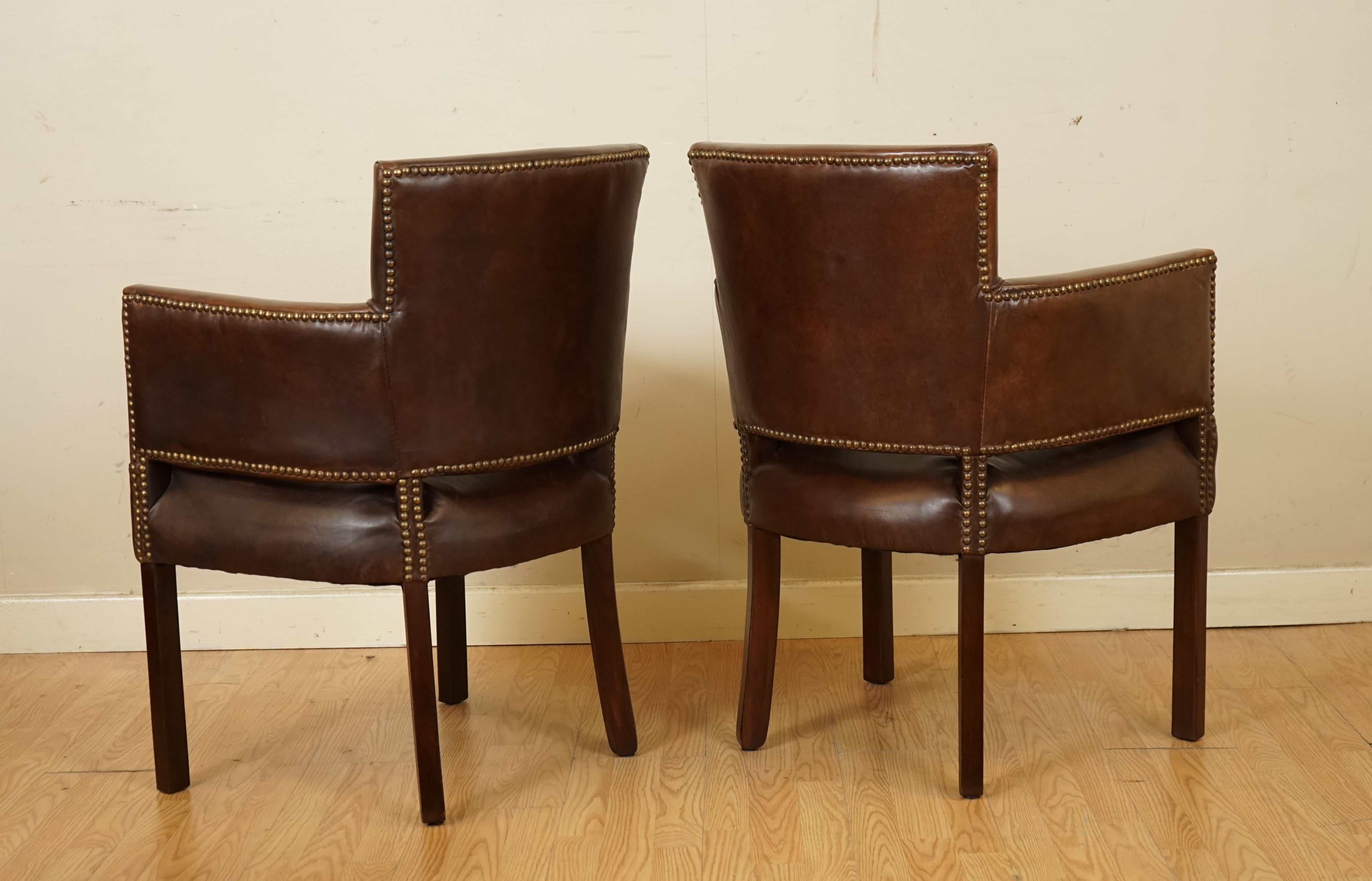 20th Century Vintage Set of 4 Halo Newark Leather Biker Tan Dining Chairs Rrp £4, 000