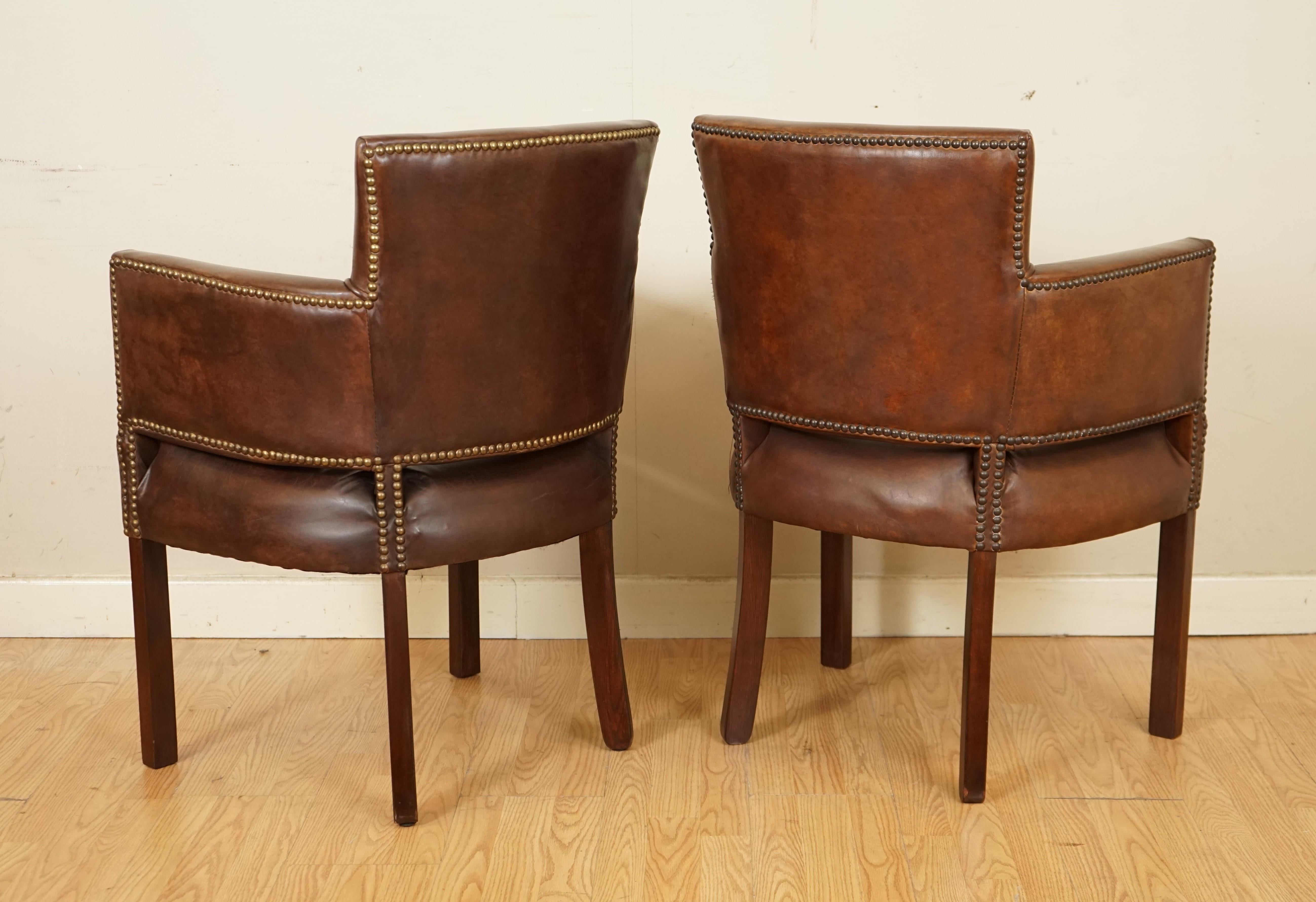 Vintage Set of 4 Halo Newark Leather Biker Tan Dining Chairs Rrp £4, 000 2