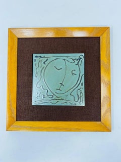 Vintage Set of 4 Harris G Strong Framed Ceramic Hand Finished Tiles, 1970s