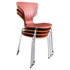 Vintage Set of 4 Iconic Arne Jacobsen 3105 Munkegaard Chairs from 1955 in Teak