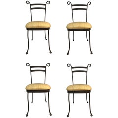 Vintage Set of 4 Iron Cafe Dining Side Chairs Handcrafted