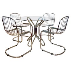 Vintage set of 4 Italian Chrome MCM Dining chairs Style of Gastone Rinaldi