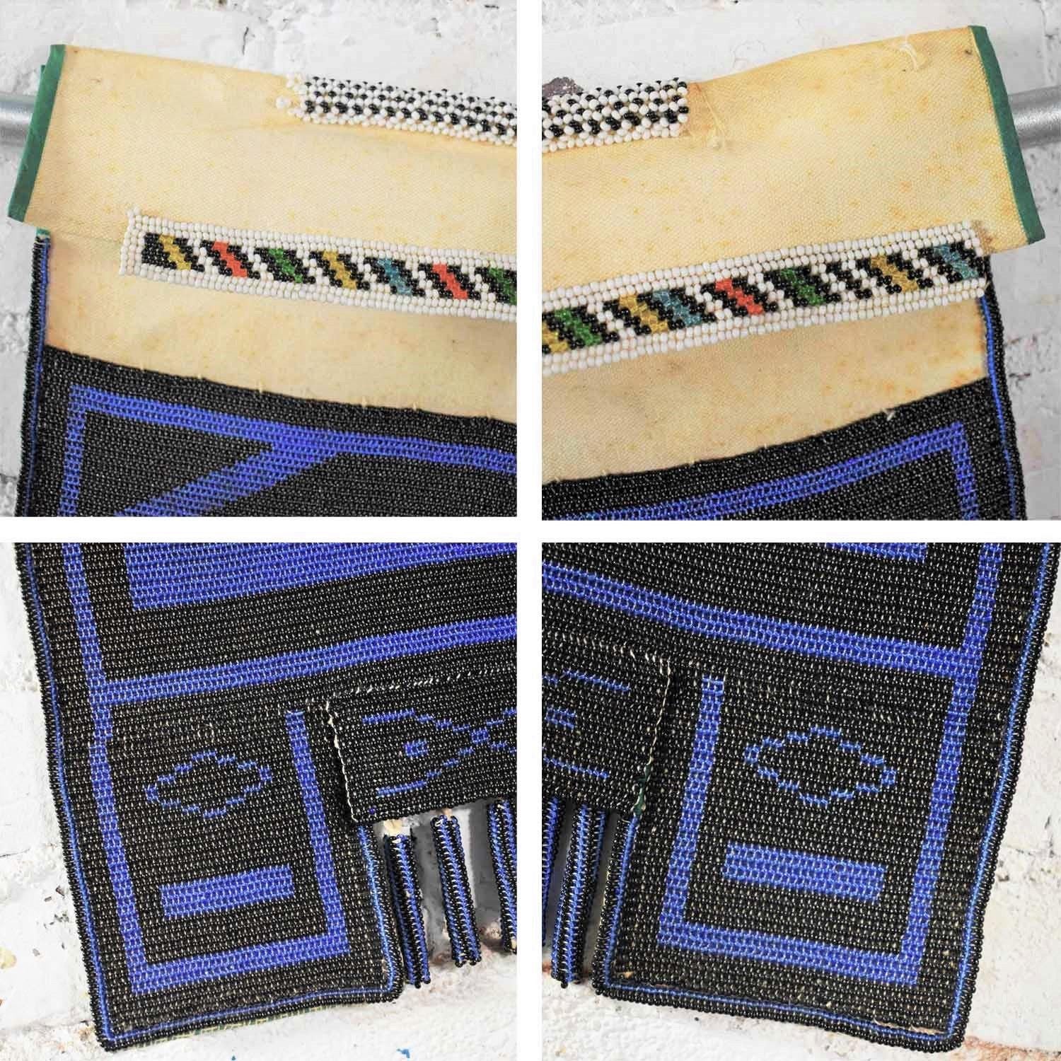 Vintage Set of 4 Ndebele Mapoto Beaded Aprons from South Africa Canvas Backed For Sale 9