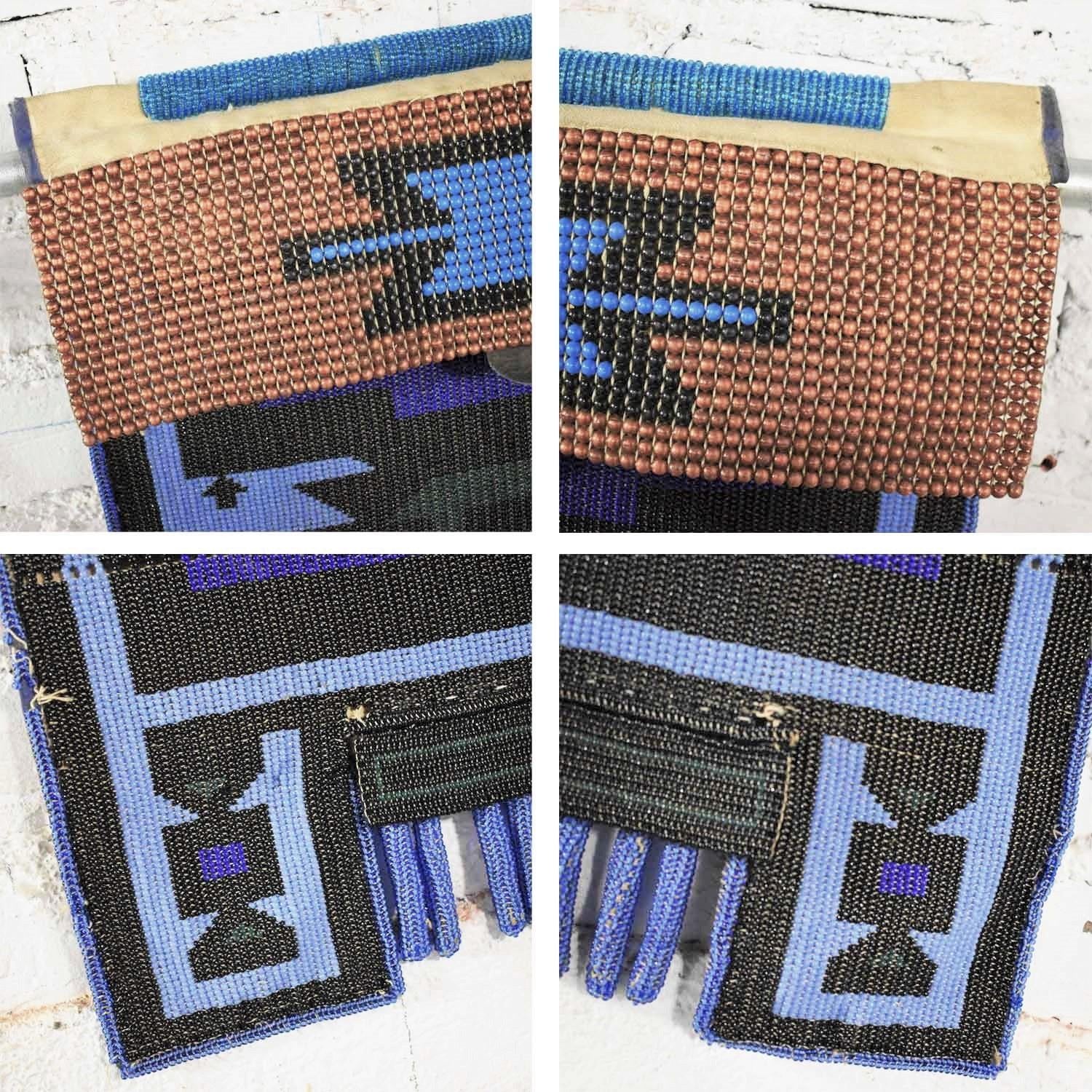 Vintage Set of 4 Ndebele Mapoto Beaded Aprons from South Africa Canvas Backed For Sale 11