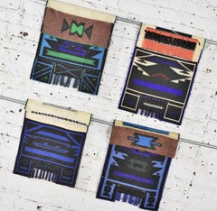 Vintage Set of 4 Ndebele Mapoto Beaded Aprons from South Africa Canvas Backed