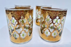 Vintage Set of 4 Old Fashioned Valencia by CULVER with 22-Karat Gold