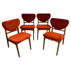 Vintage Set of 4 Walnut Side Chairs in the Style of Finn Juhl for John Stuart