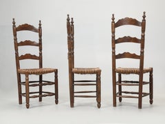 Vintage Set of (6) Country French Rush Seat Dining Chairs