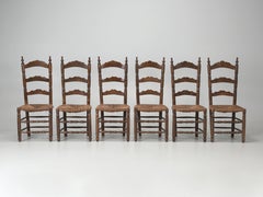 Vintage Set of (6) Country French Rush Seat Dining Chairs 