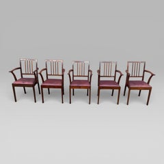 Vintage Set of 5 Mahogany Carver Dining Chairs Alan Grainger “Acornman” 1960s