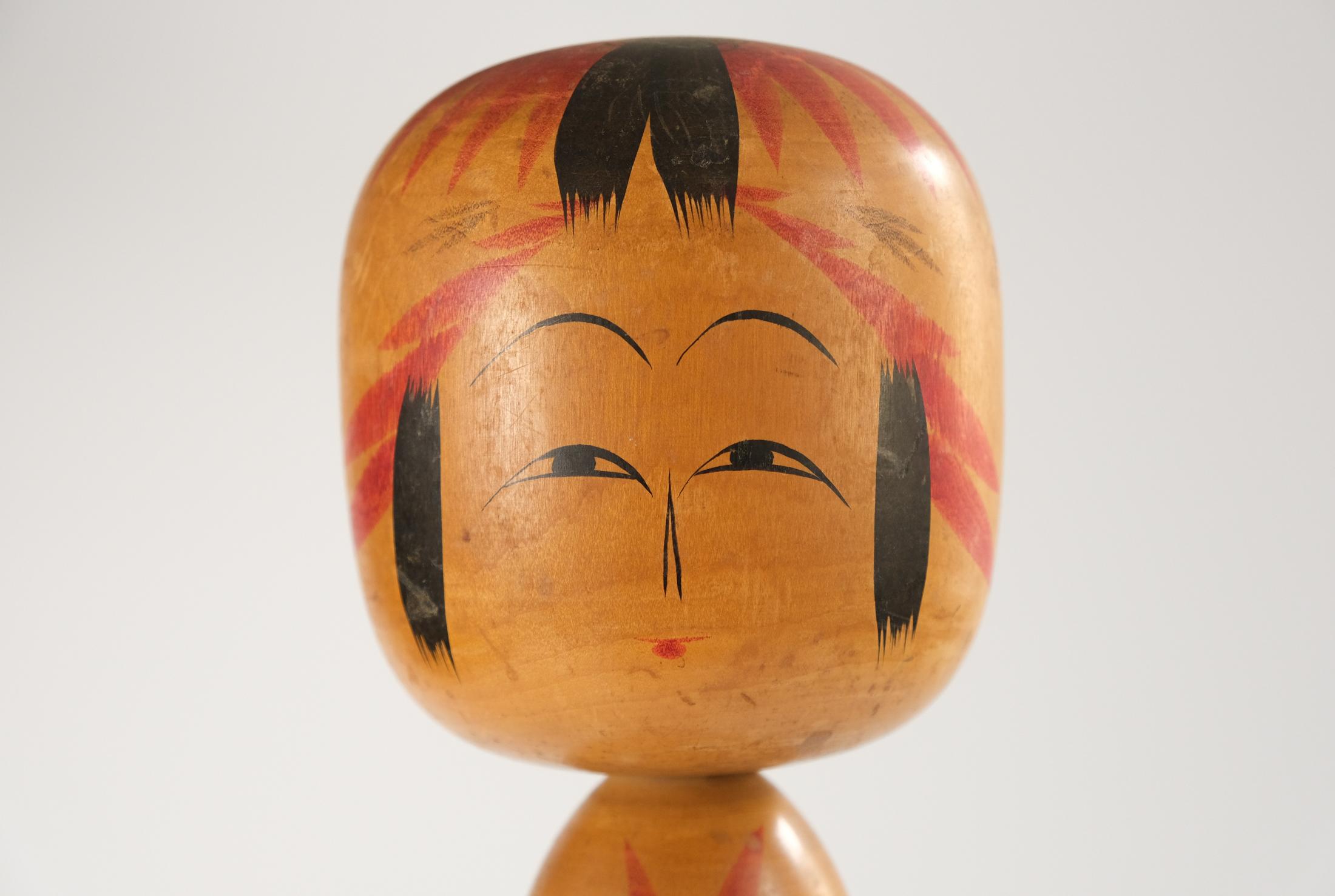 20th Century Vintage Set of 5 Traditional Hand-Painted Japanese Kokeshi Dolls, c.1950s For Sale