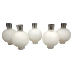 Vintage Set of 5 White Opaline Spheres for Wall Sconces - 2Y161