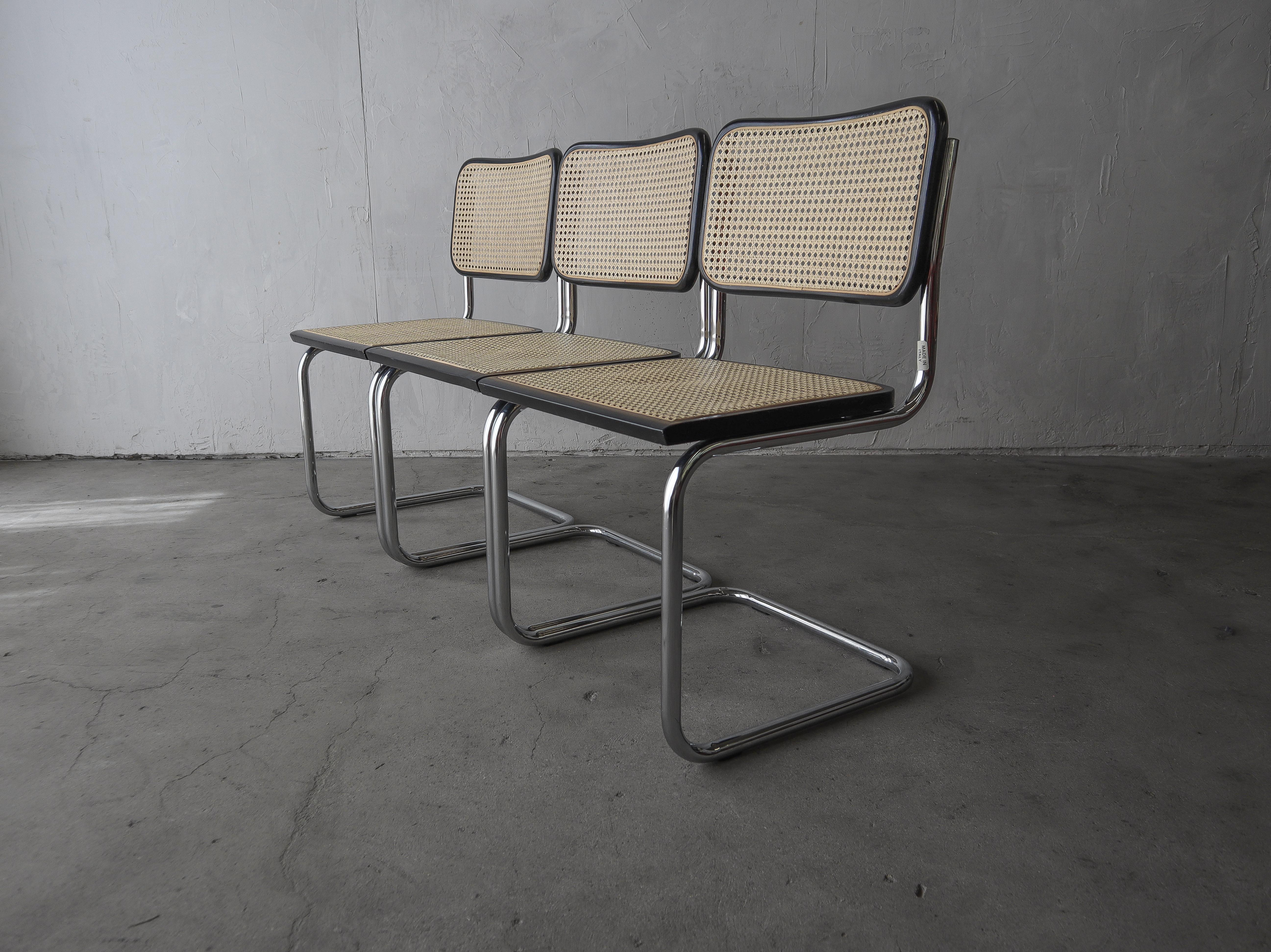 Vintage Set of 6 Cane Cesca Chairs by Marcel Breuer 1