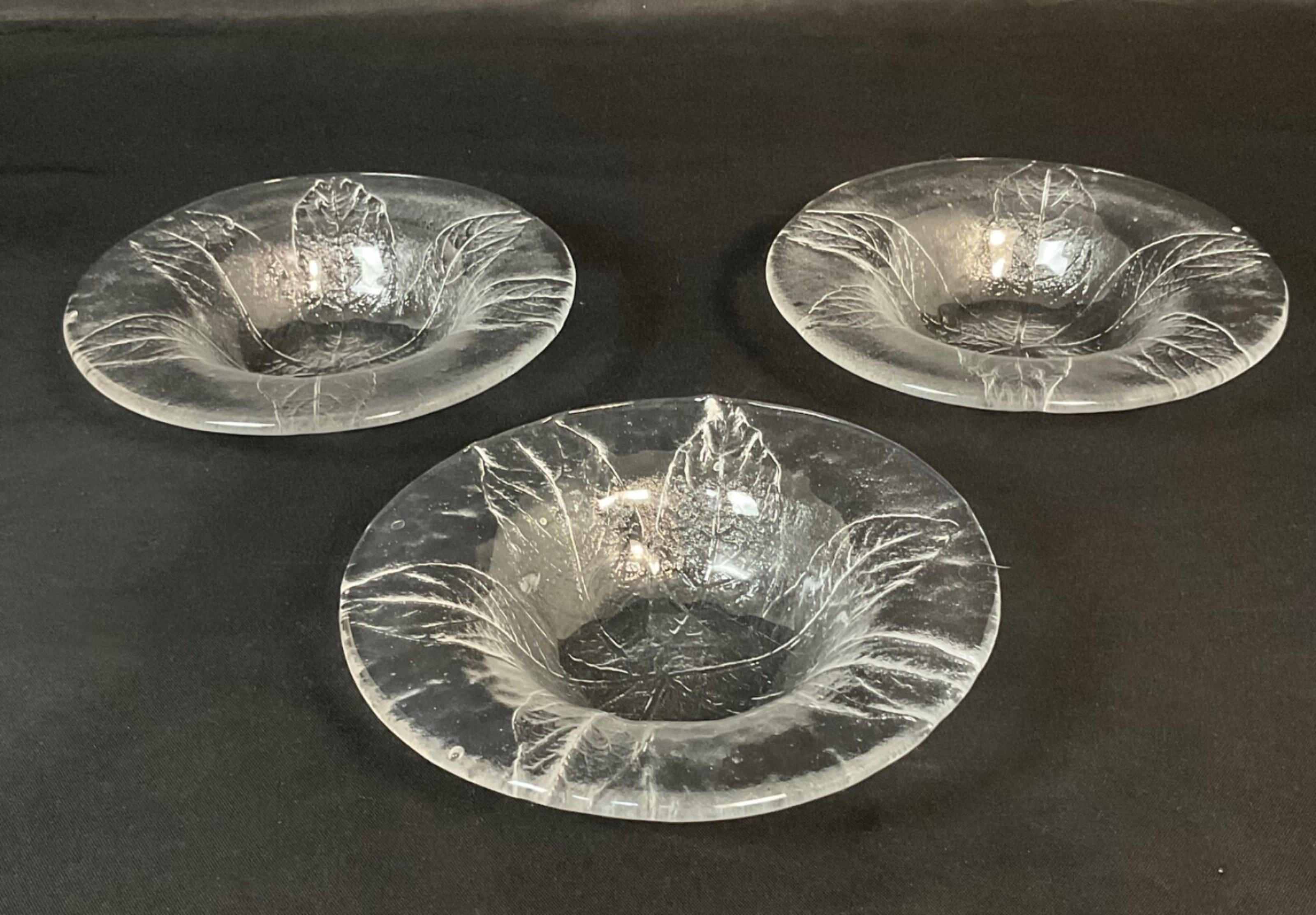Vintage Set of 6 Crystal Dessert / Fruit Bowls with Leaf Etchings- 2Y619 en vente 8