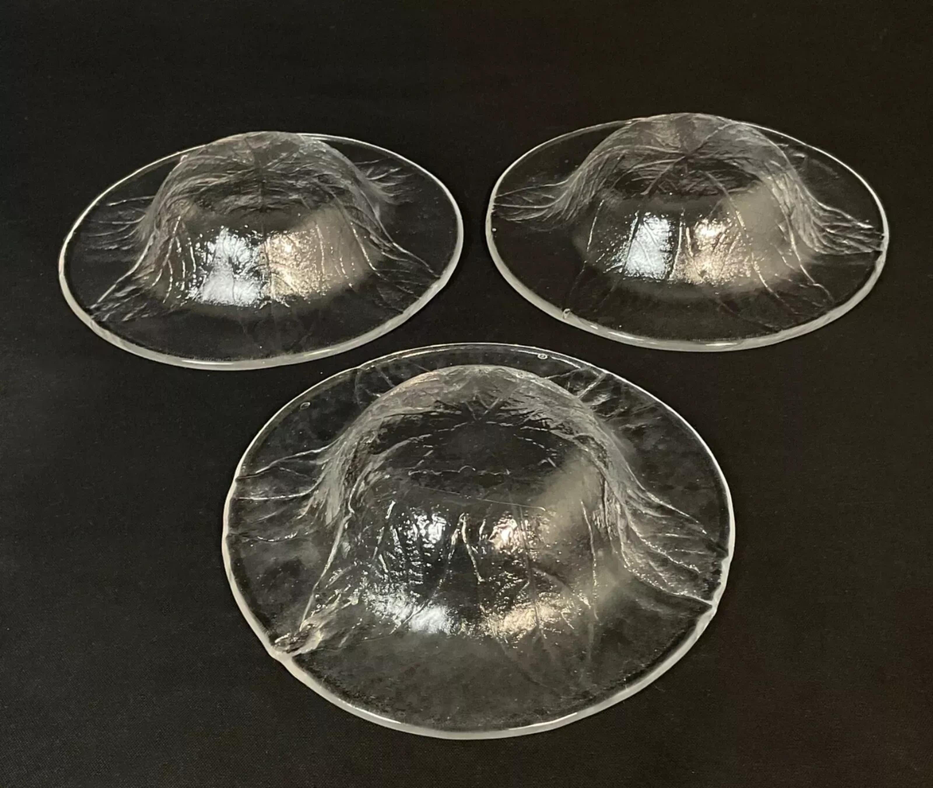 Vintage Set of 6 Crystal Dessert / Fruit Bowls with Leaf Etchings- 2Y619 Bon état - En vente à Bordeaux, FR