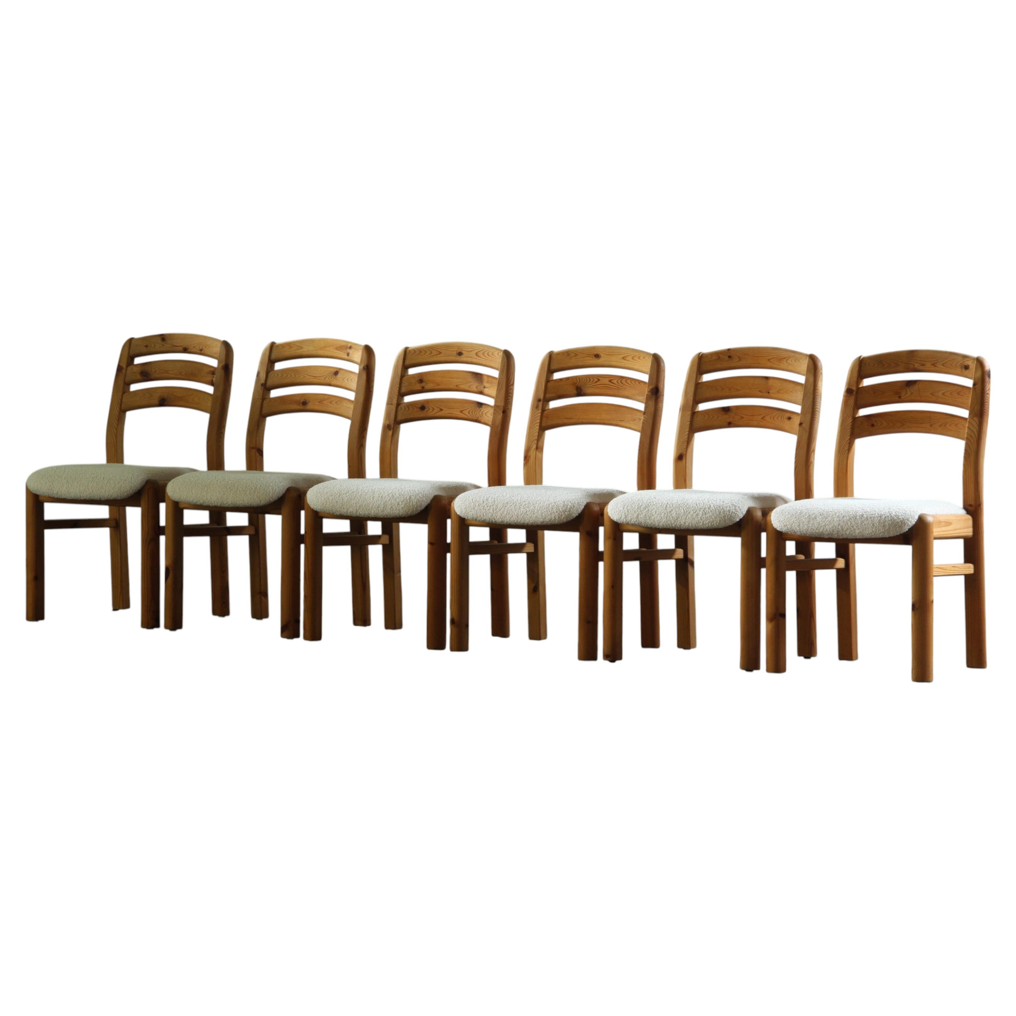 Vintage set of 6 Danish Pine Wood Dining Chairs 1970s/1980s by Dyrlund