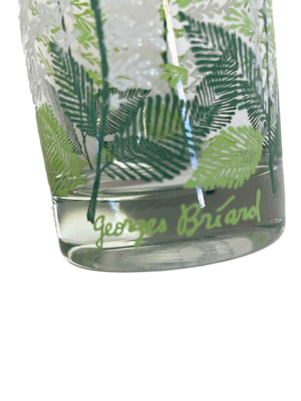 Américain Ensemble vintage de 6 verres longs décorés de fougères signés Georges Briard en vente
