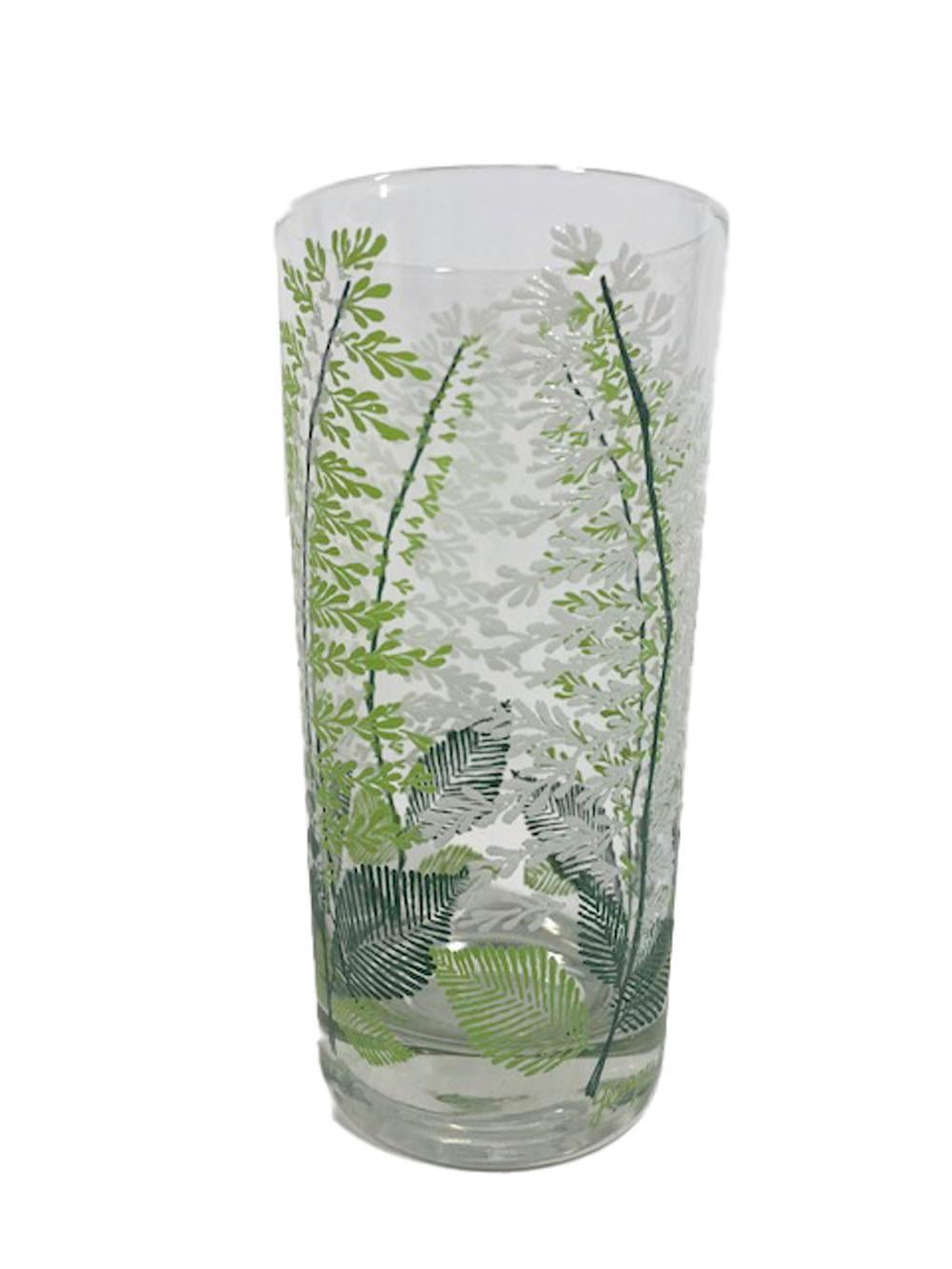 Vintage Set of 6 Fern Decorated Highball Glasses Signed Georges Briard In Good Condition For Sale In Nantucket, MA