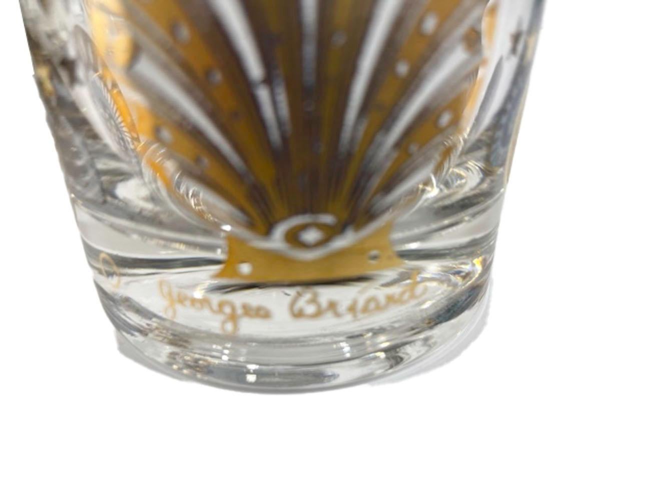 Mid-Century Modern Vintage Set of 6 Georges Briard Gold Seascape Highball Glasses