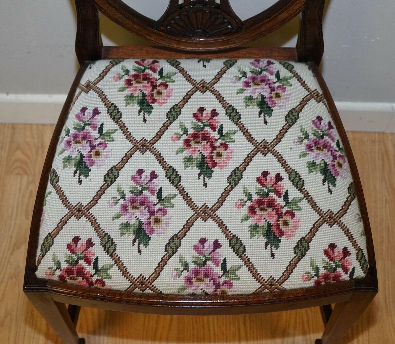 Vintage Set of 6 Georgian Hepplewhite Style Dining Chairs with Woven Seats 4