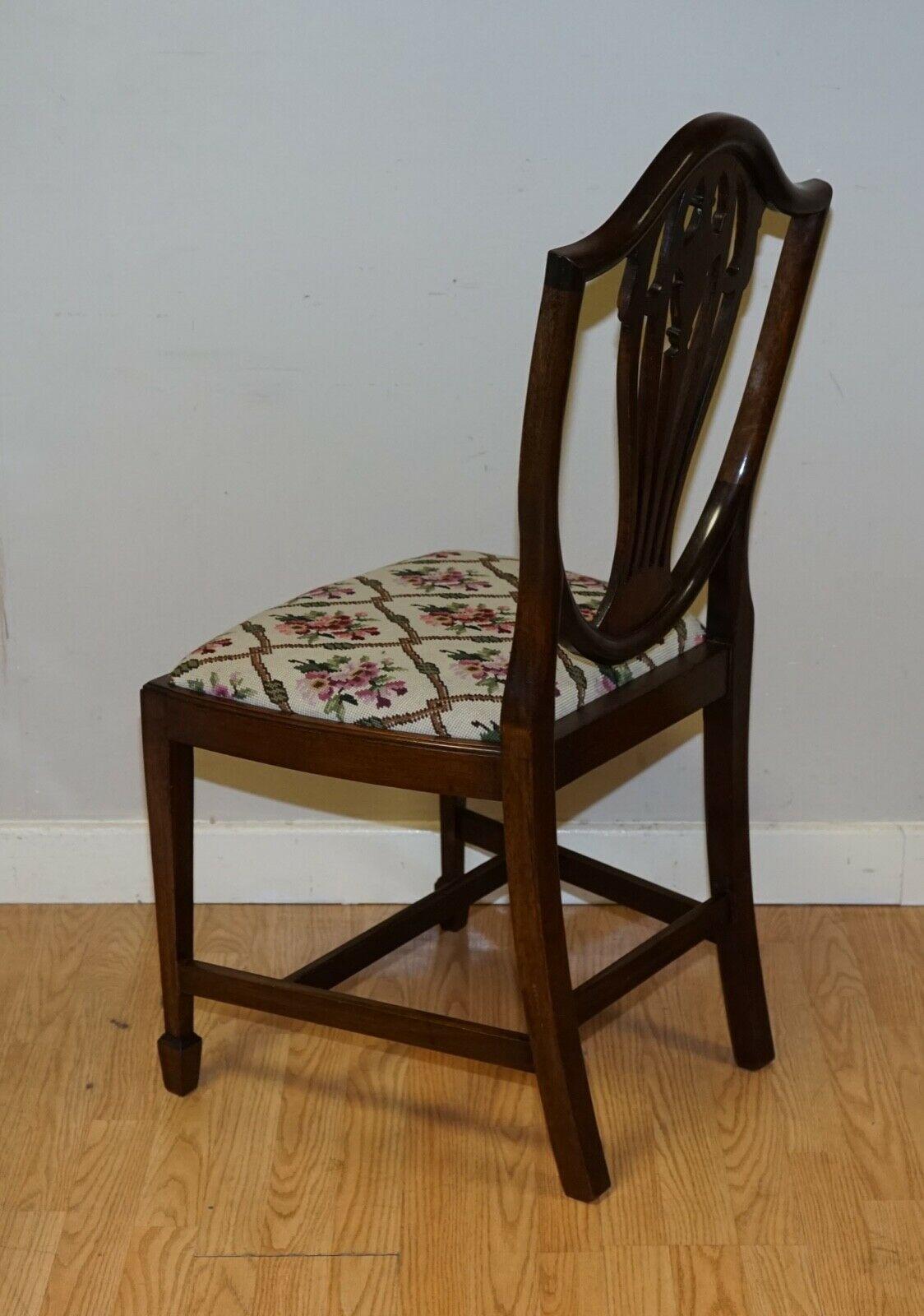 Vintage Set of 6 Georgian Hepplewhite Style Dining Chairs with Woven Seats 5