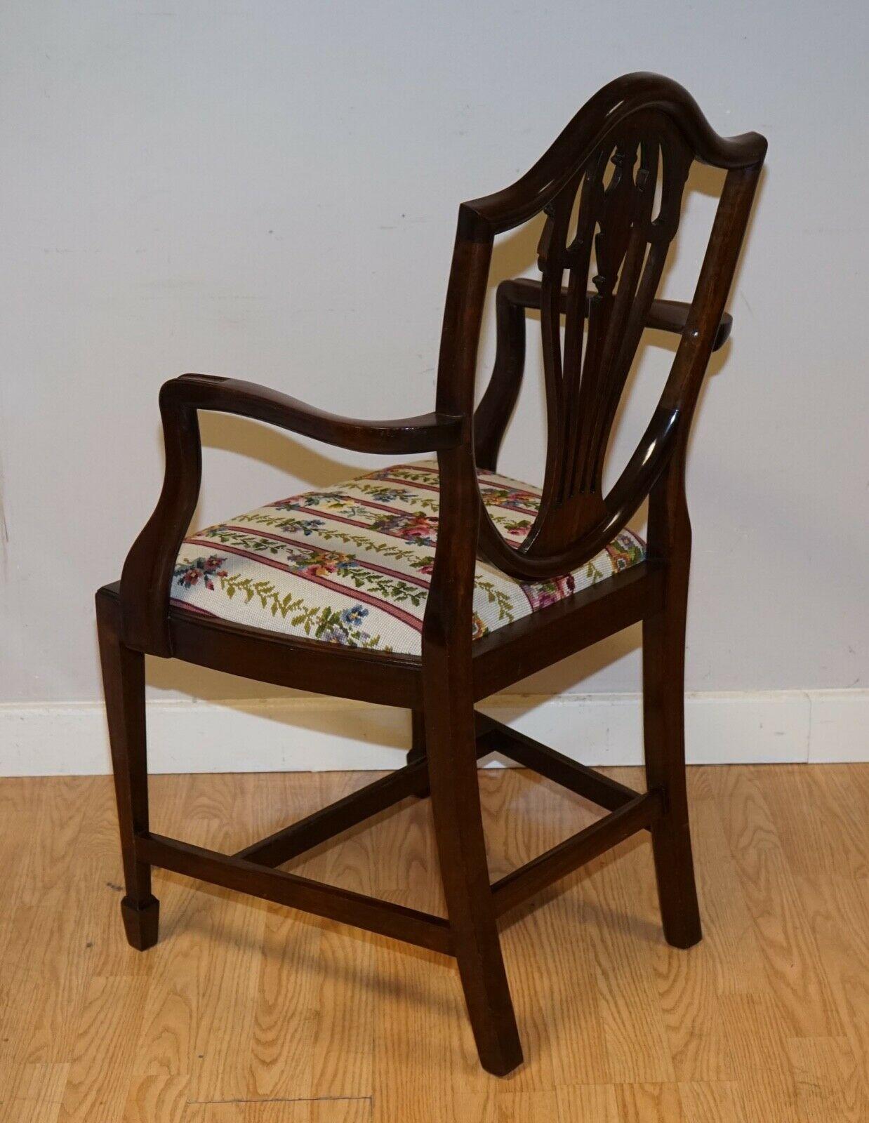 Vintage Set of 6 Georgian Hepplewhite Style Dining Chairs with Woven Seats 6