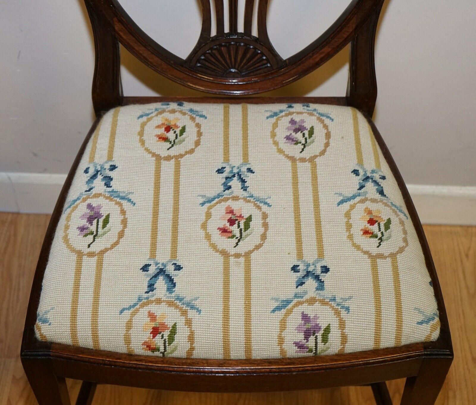 Vintage Set of 6 Georgian Hepplewhite Style Dining Chairs with Woven Seats 2