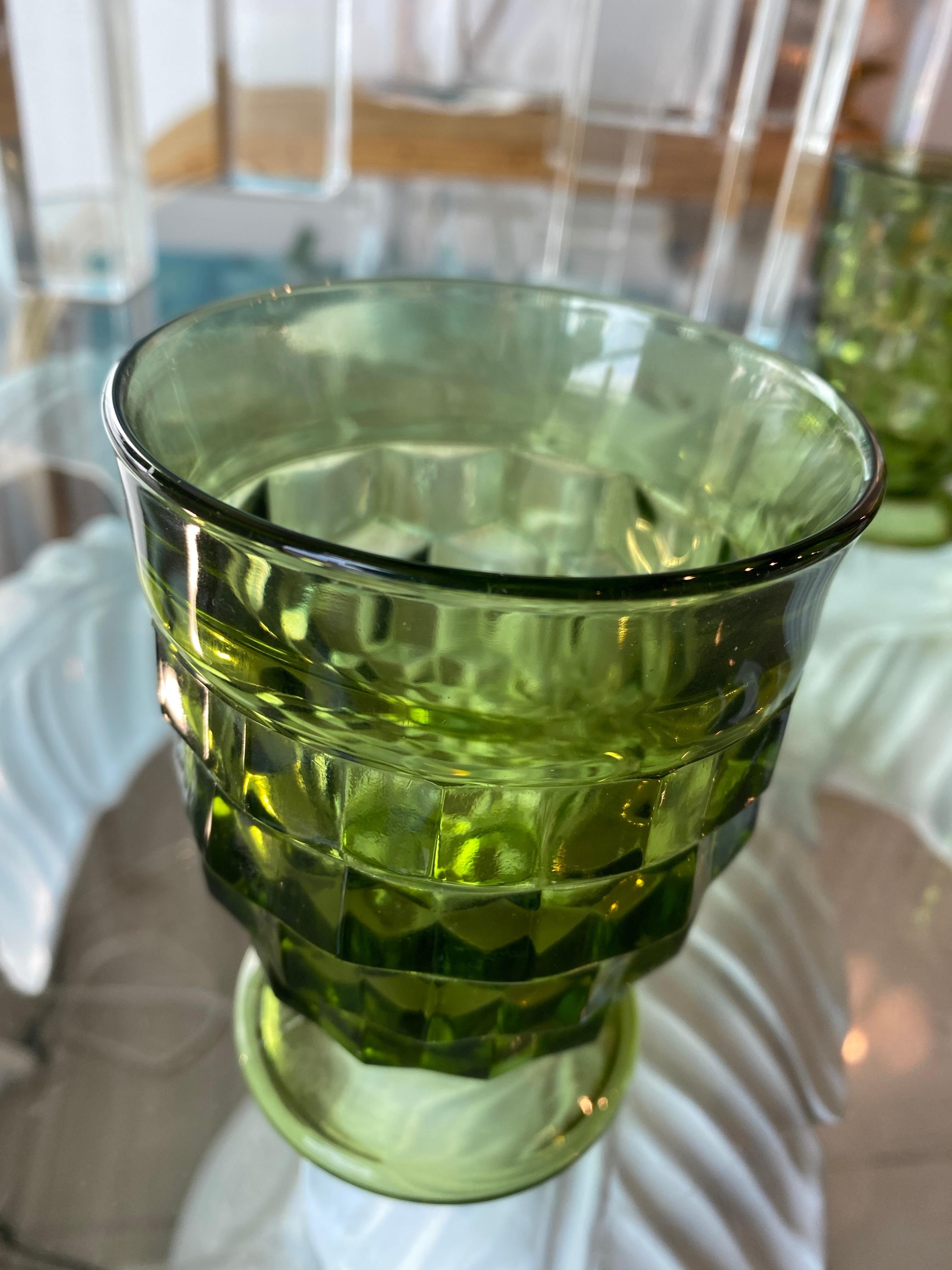Vintage Set of 6 Green Glass Wine Water Glasses 2