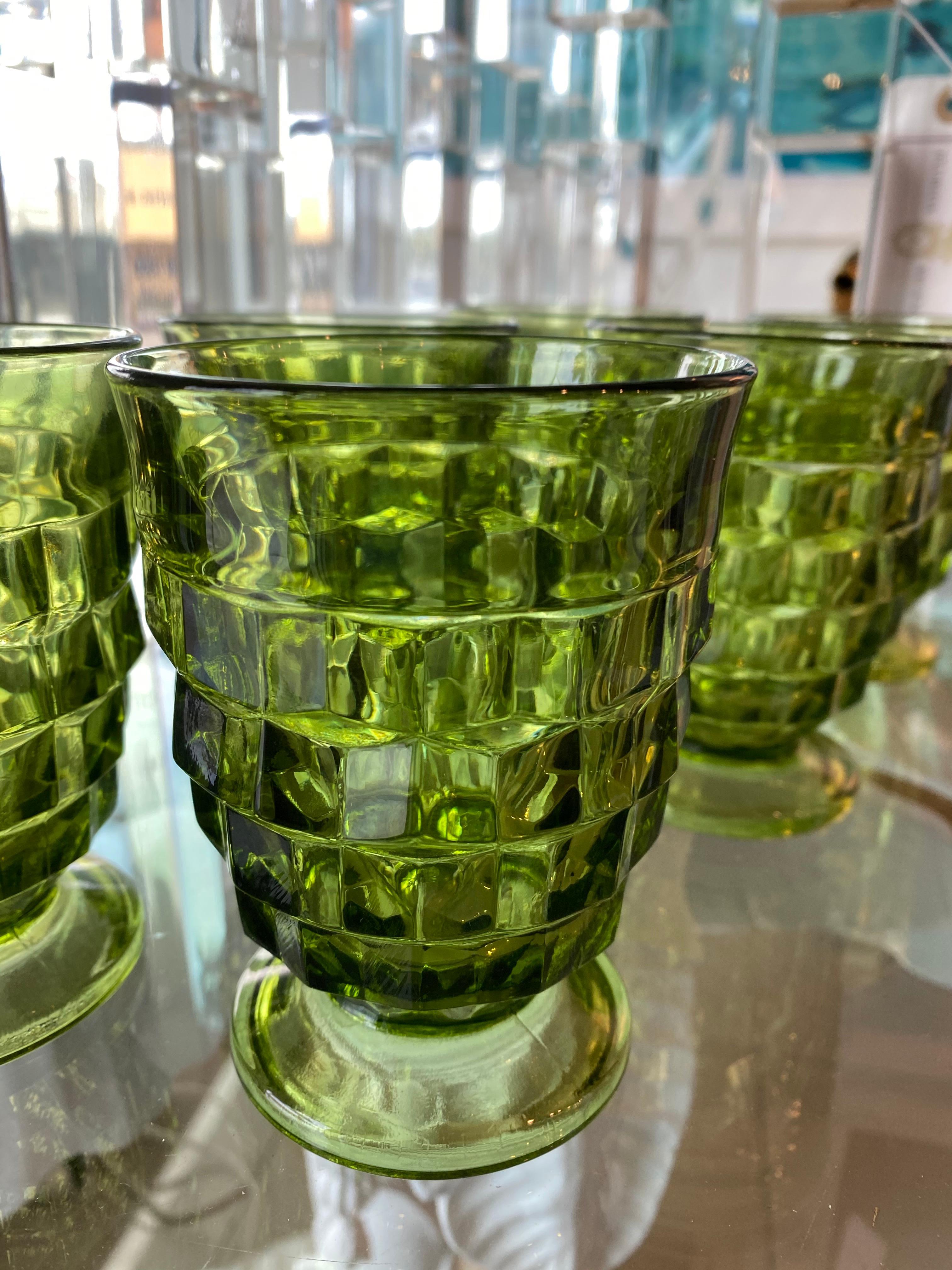 green water glasses vintage