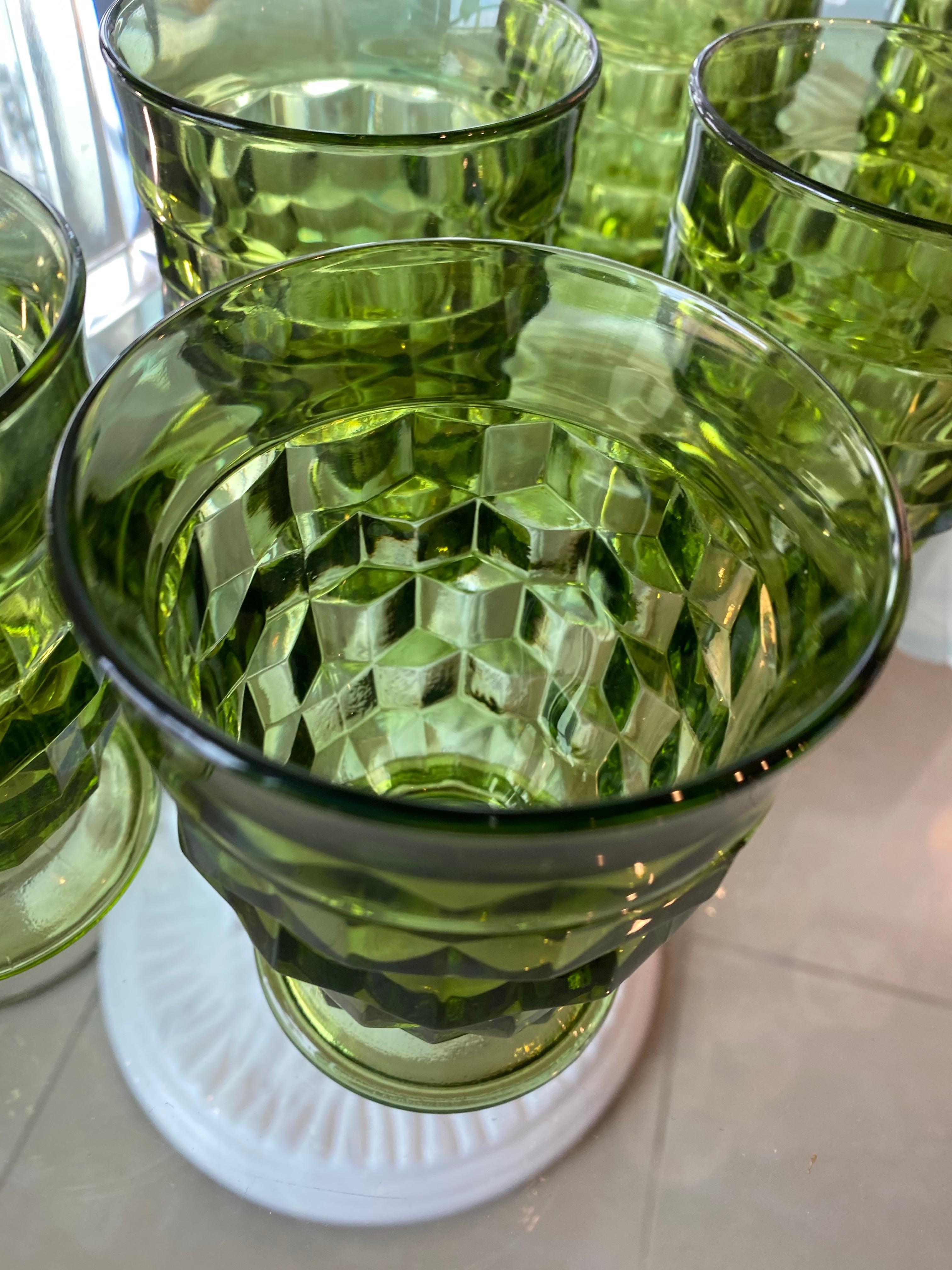 vintage green water glasses
