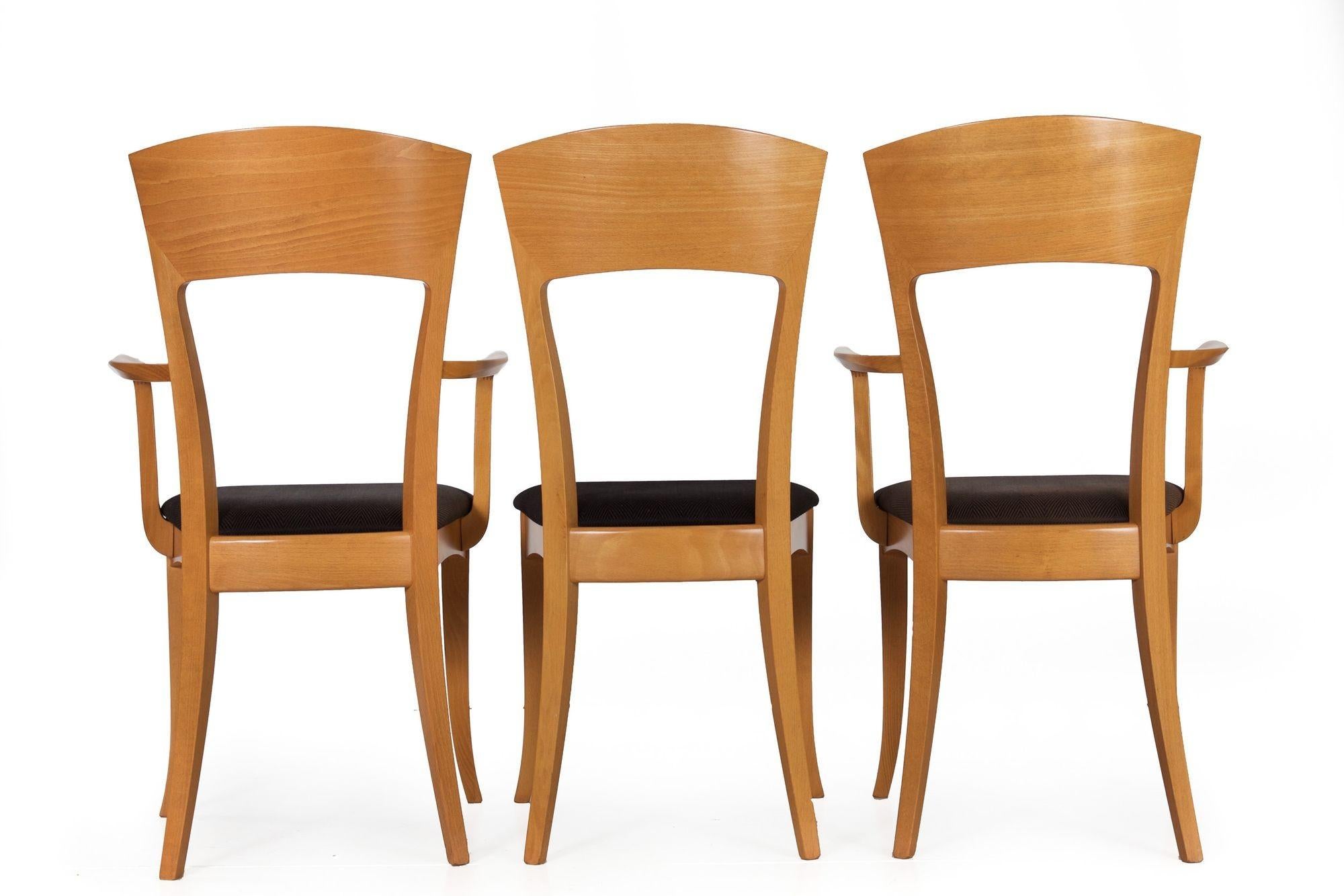 Modern Vintage Set of 6 Italian Beechwood Dining Chairs by Antonio Sibau