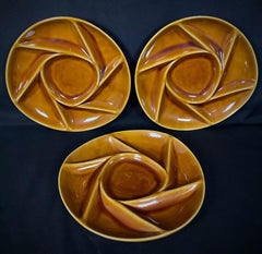 Vintage Set of 6 Longchamps Brown Fondue Plates - 2Y477