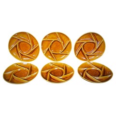 Vintage Set of 6 Longchamps Brown Fondue Plates - 2Y477