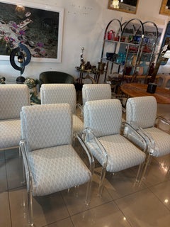 Juego Vintage de 6 Sillas de Comedor con Brazos Lucite de Preview Newly Upholstered Coastal