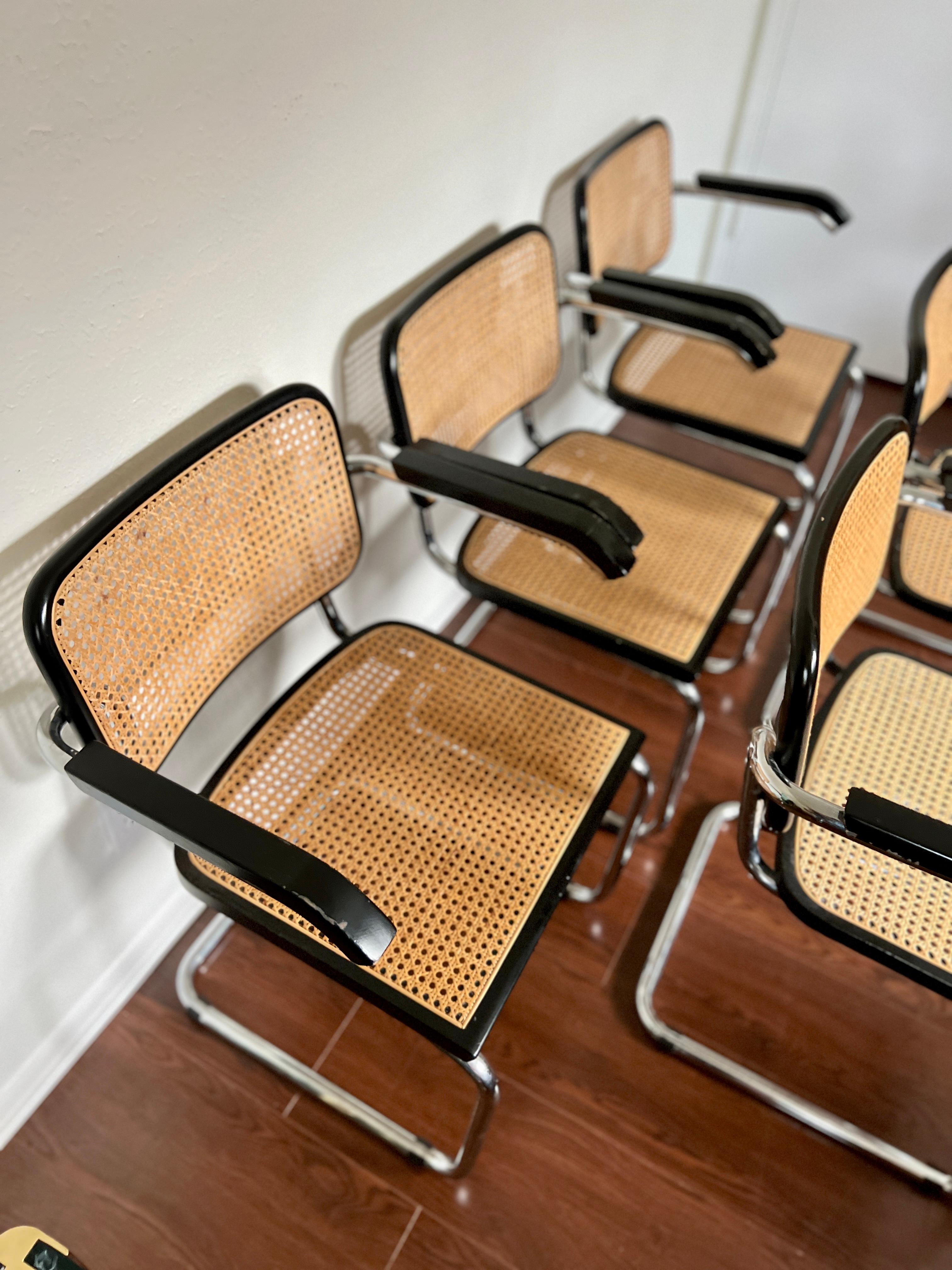 Lot vintage de 6 chaises Marcel Breuer Cesca par Thonet en noir 3