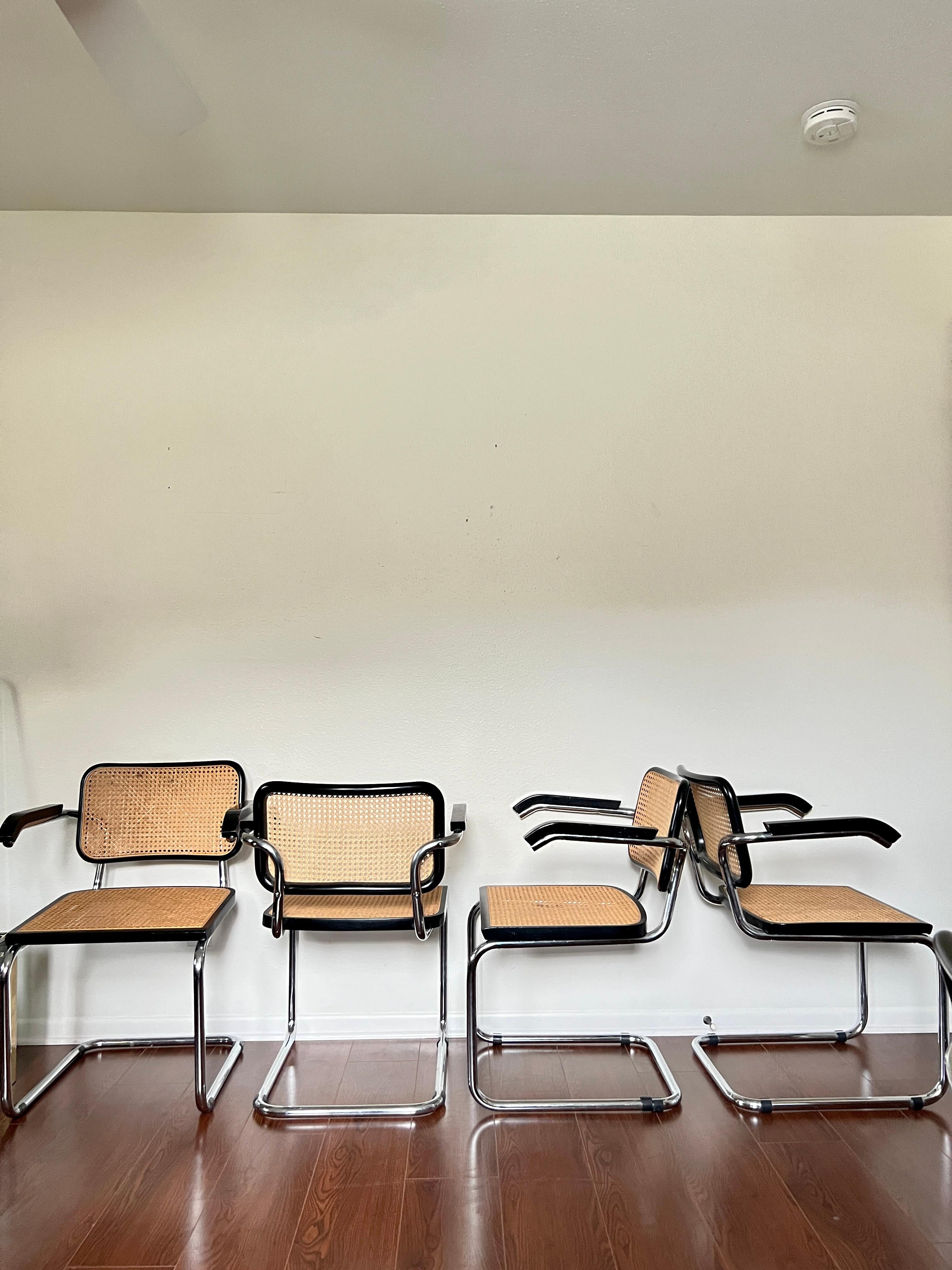 Lot vintage de 6 chaises Marcel Breuer Cesca par Thonet en noir 9