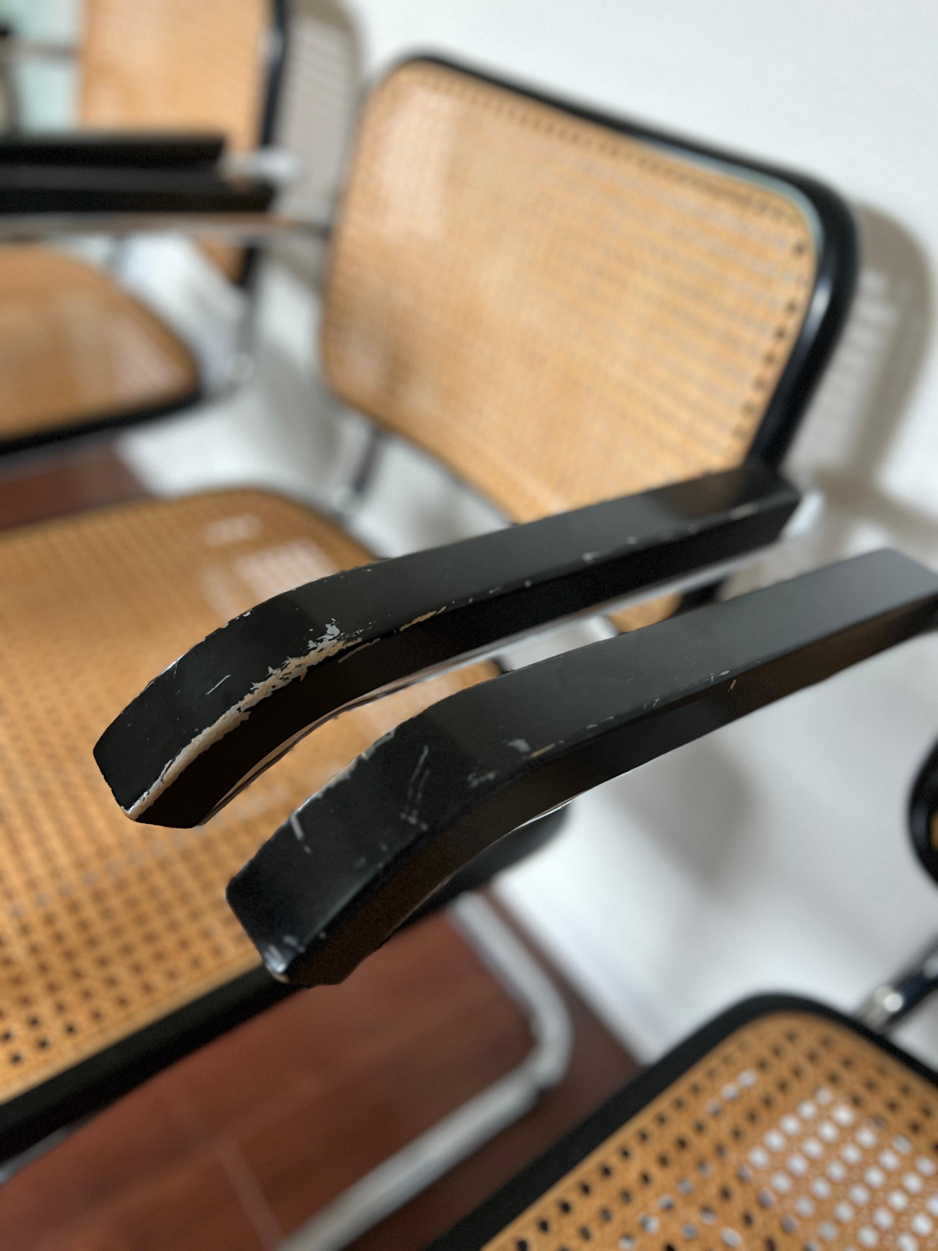 Lot vintage de 6 chaises Marcel Breuer Cesca par Thonet en noir 1