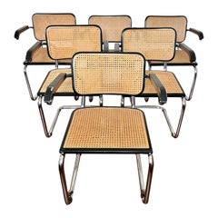 Vintage Set of 6 Marcel Breuers Cesca Chair by Thonet in Black