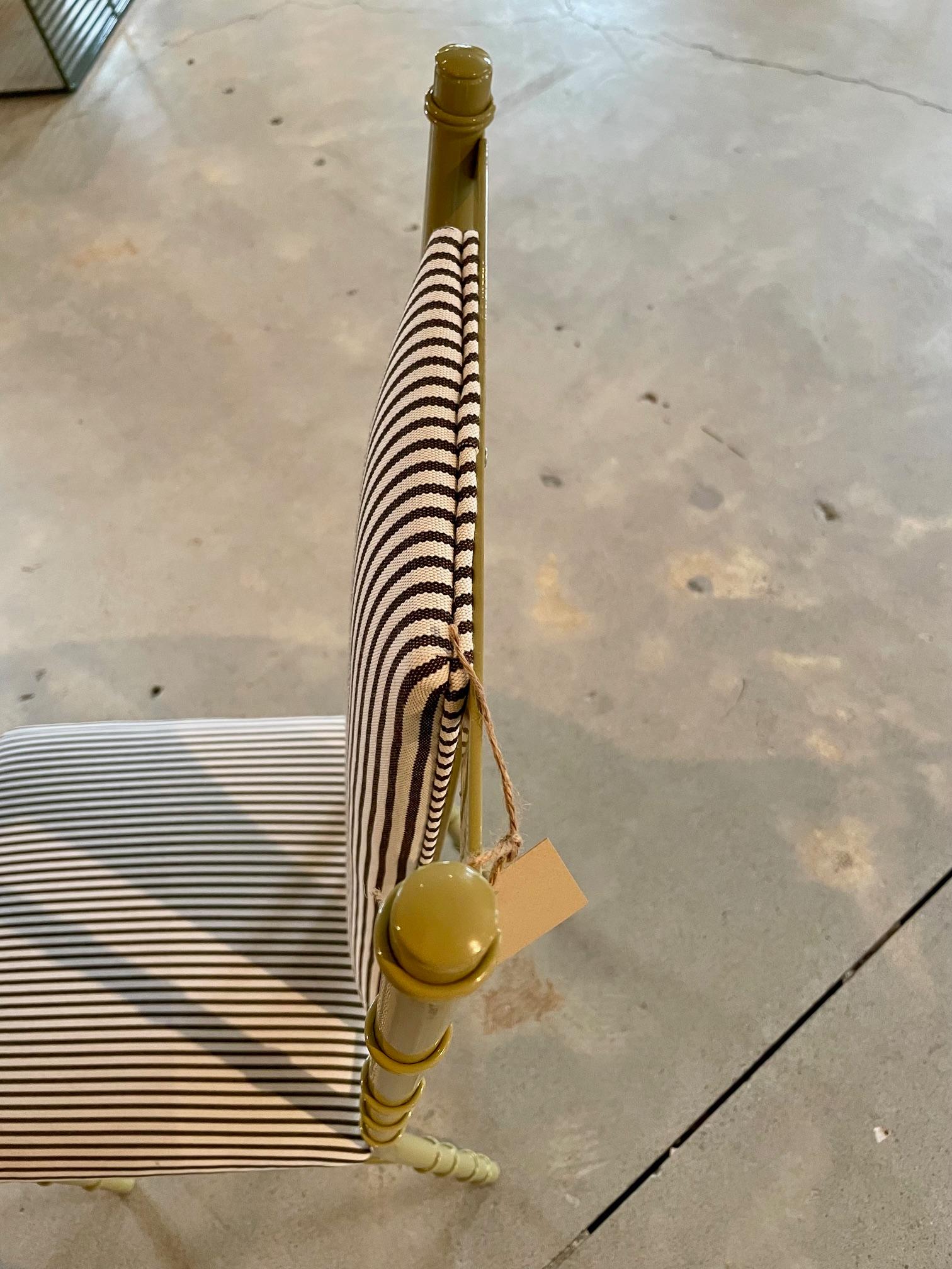 Mid Century set of 6 Powder-Coated Metal and Upholstered Dining Chairs. For Sale 6
