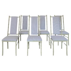 Mid Century set of 6 Powder-Coated Metal and Upholstered Dining Chairs.