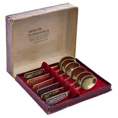 Set aus 6 Niello-Teelöffeln im Vintage-Stil mit Drachenmotiven