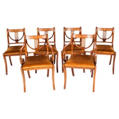 Vintage Set of 6 Regency Style Sabre Leg Dining Chairs Mid 20th Century