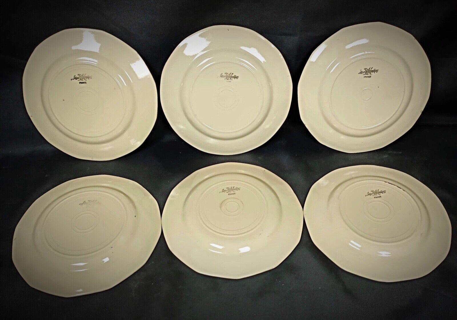 Français Ensemble vintage de 6 assiettes Sarreguemines à décor floral  - 2Y160 en vente