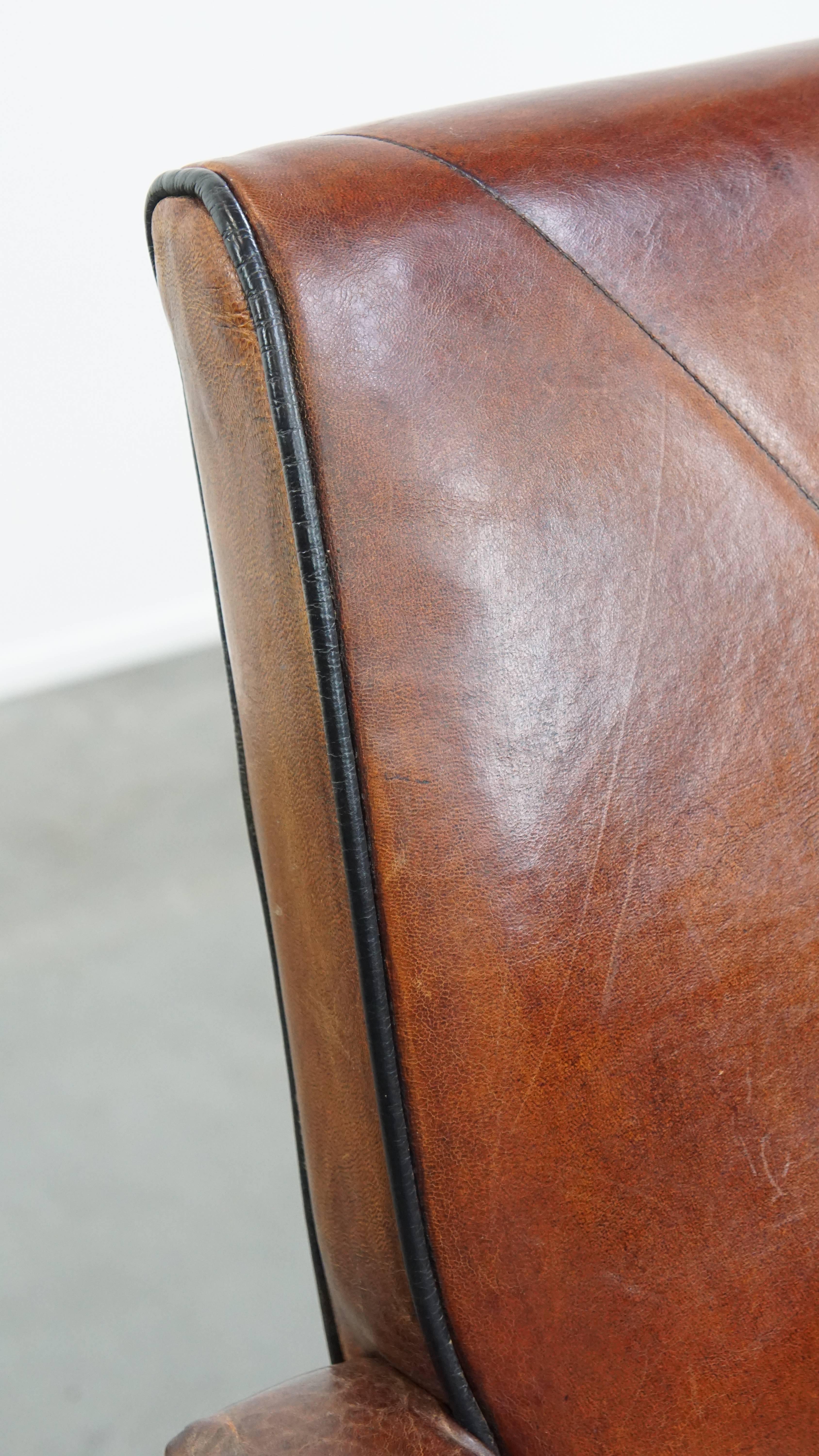Vintage set of 6 sheepskin leather dining chairs on Wheels im Angebot 3