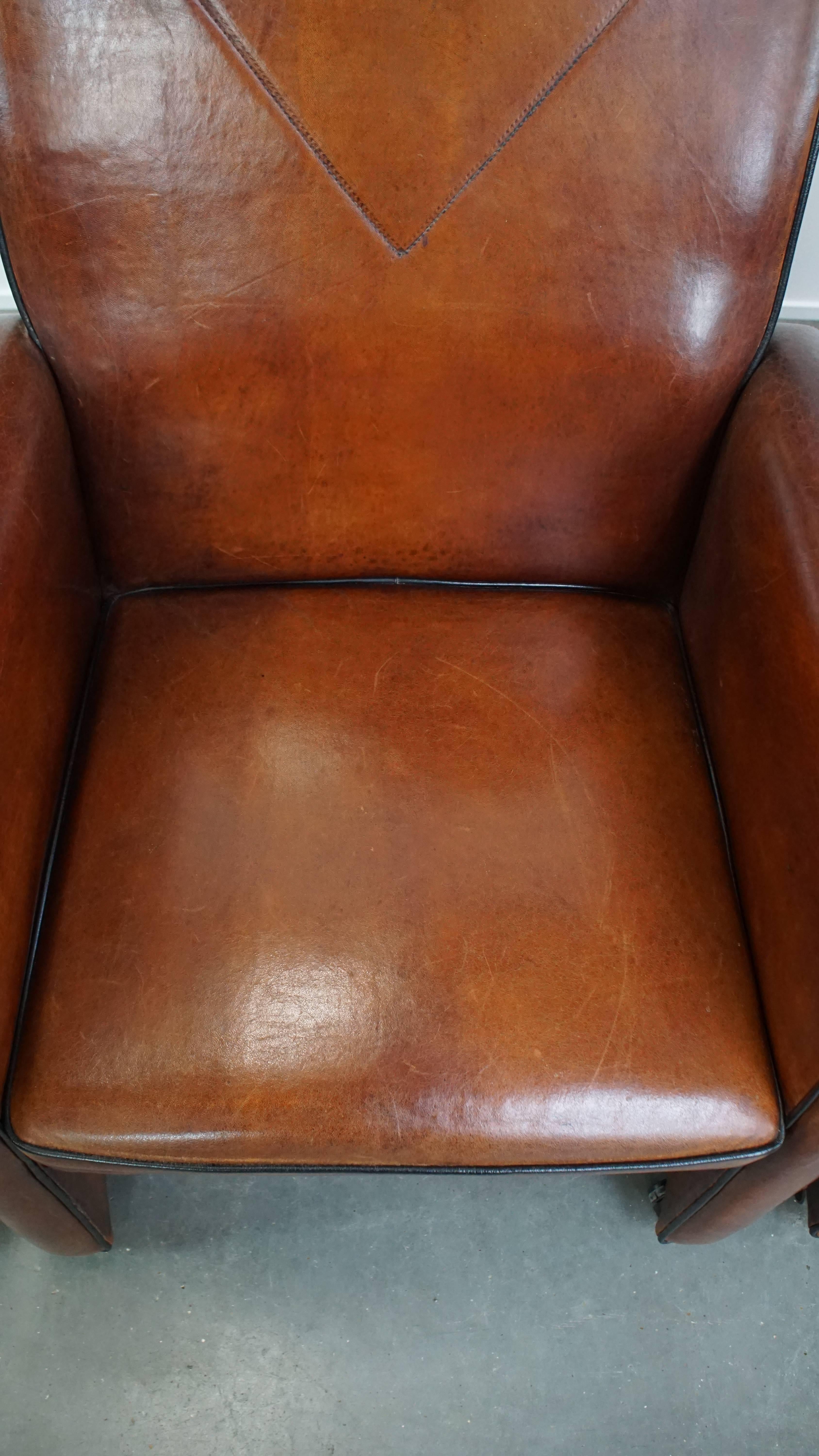 Vintage set of 6 sheepskin leather dining chairs on Wheels im Angebot 9