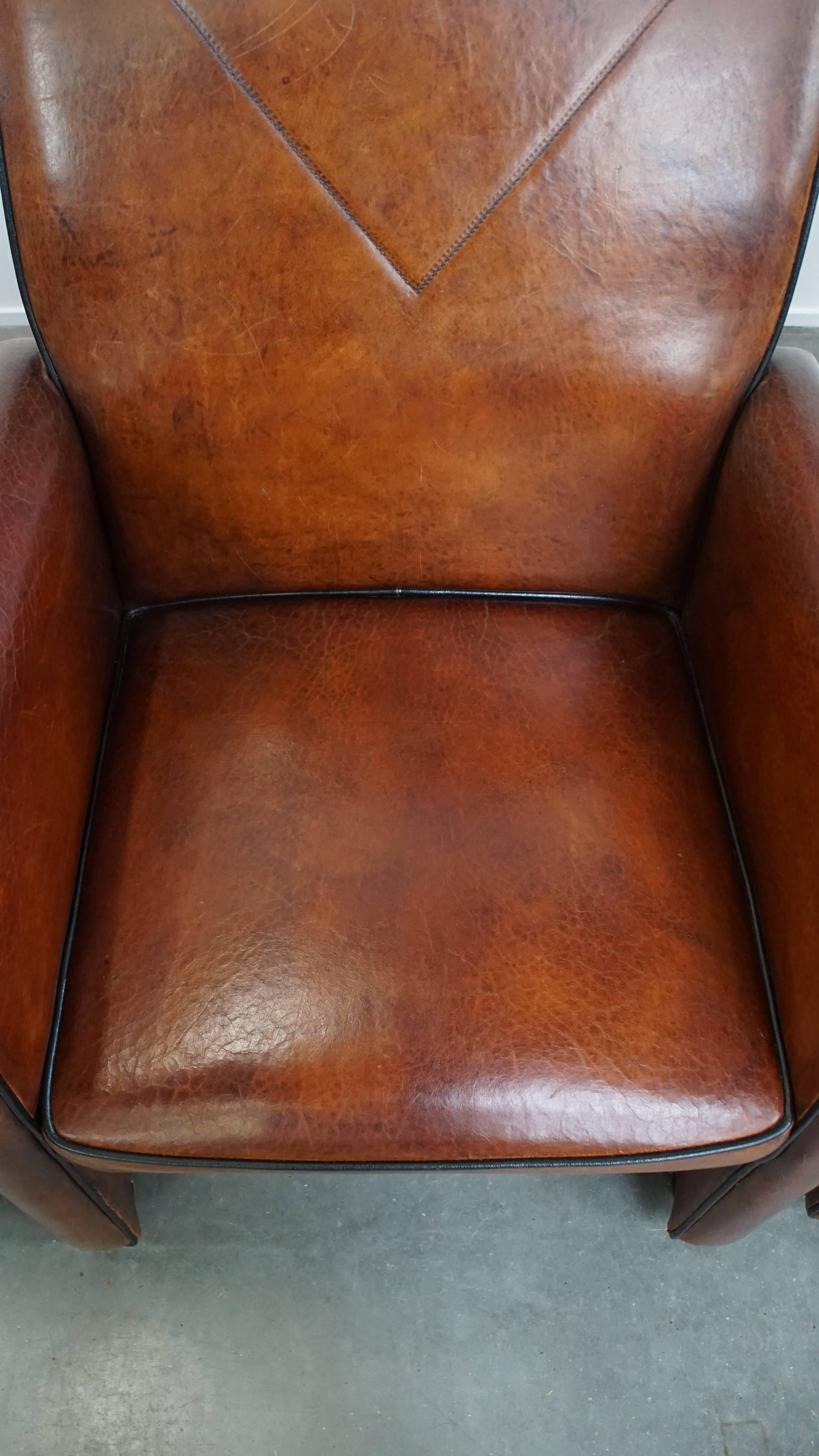 Vintage set of 6 sheepskin leather dining chairs on Wheels im Angebot 10